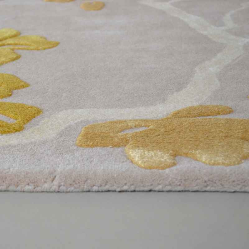 Anthea 47106 Floral Designer Rugs in Saffron Beige by Sanderson