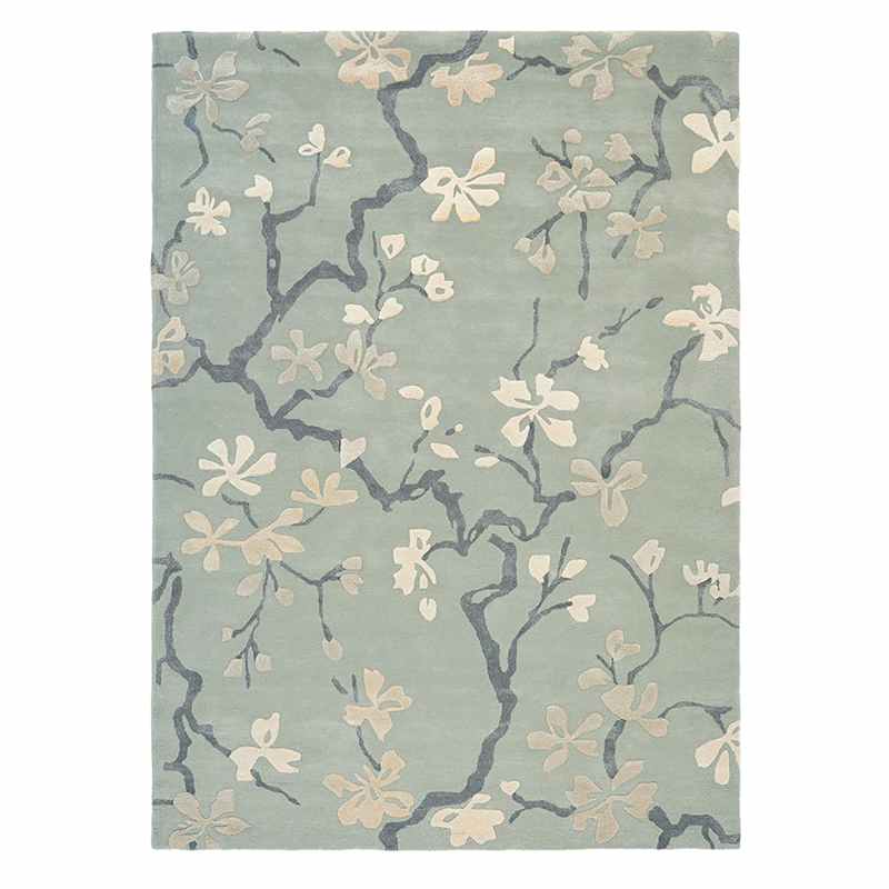 Anthea 47107 Floral Designer Rugs in China Blue by Sanderson