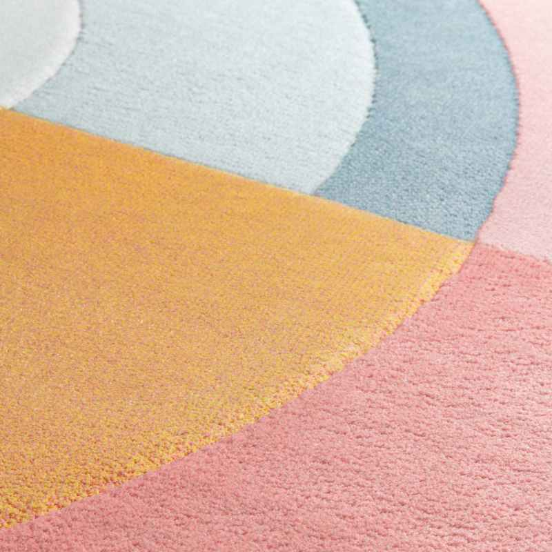 City Modern Geometric Circle Round Rugs 466137 AK200 in Multicolour
