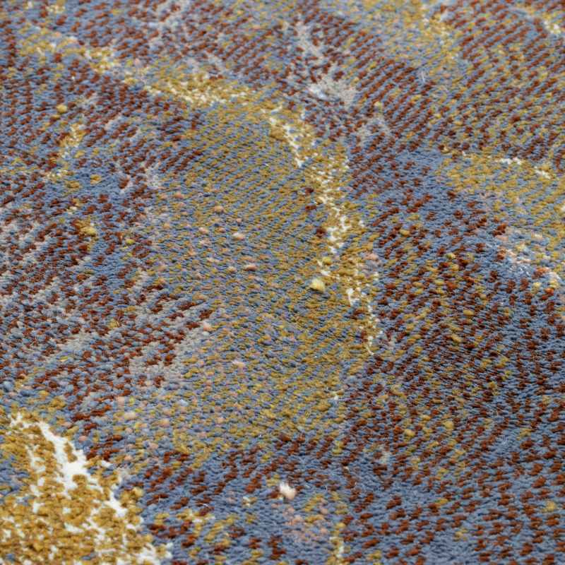 Moda 47180 GC990 Floral Abstract Textured Rugs in Gold Blue