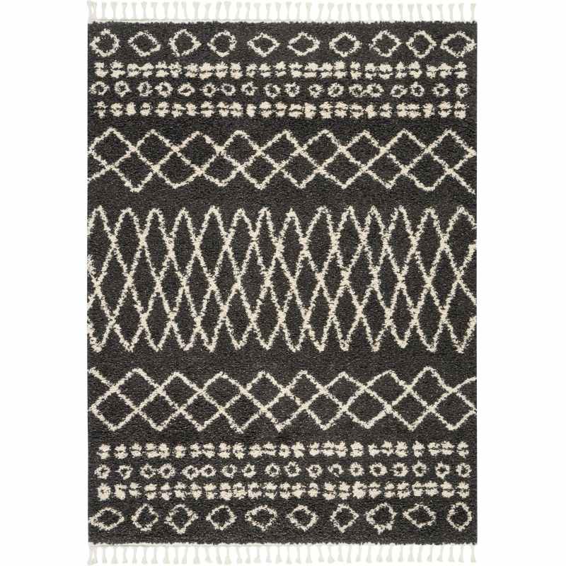 Moroccan Shaggy Rugs by Nourison MRS02 in Charcoal
