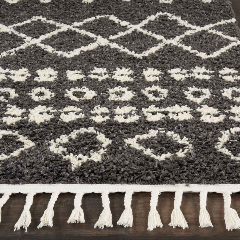 Moroccan Shaggy Rugs by Nourison MRS02 in Charcoal