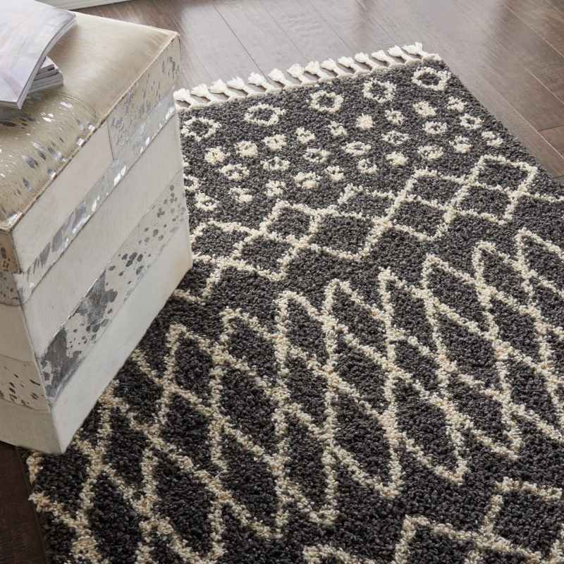 Moroccan Shaggy Rugs by Nourison MRS02 in Charcoal