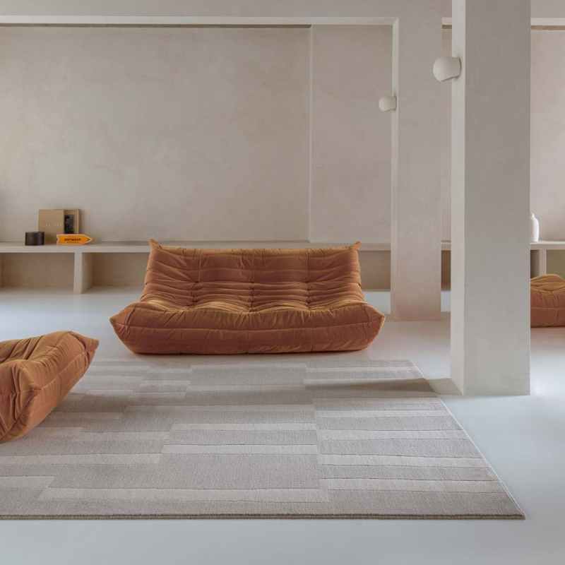 Malmo 48817 LA110 Textured Abstract Wool Rugs in Grey