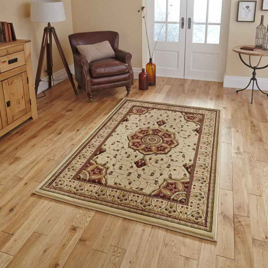 Heritage 4400 Traditional Medallion Rugs in Cream Red