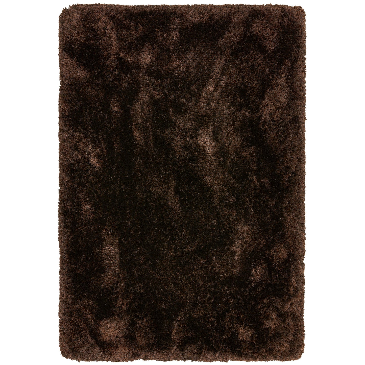 Plush Plain Modern Shaggy Rugs in Dark Chocolate Brown