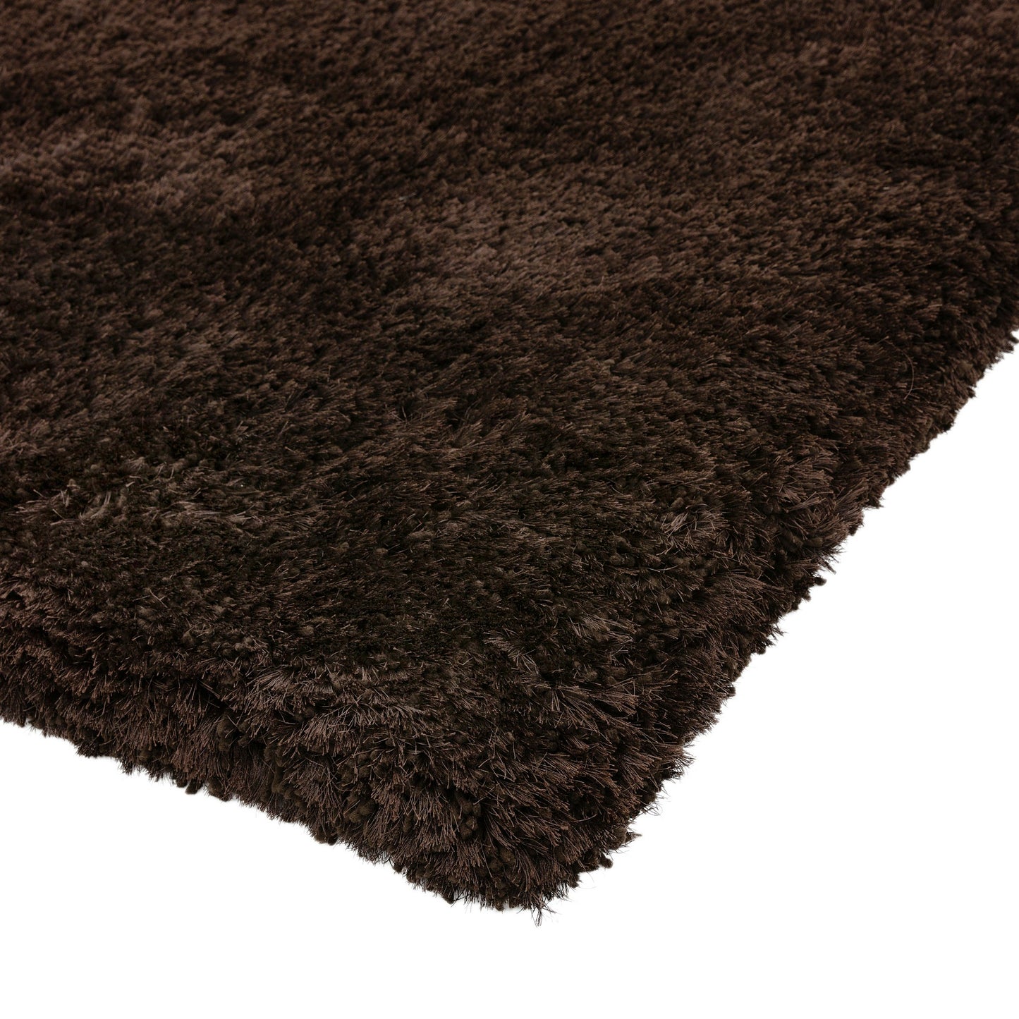 Plush Plain Modern Shaggy Rugs in Dark Chocolate Brown