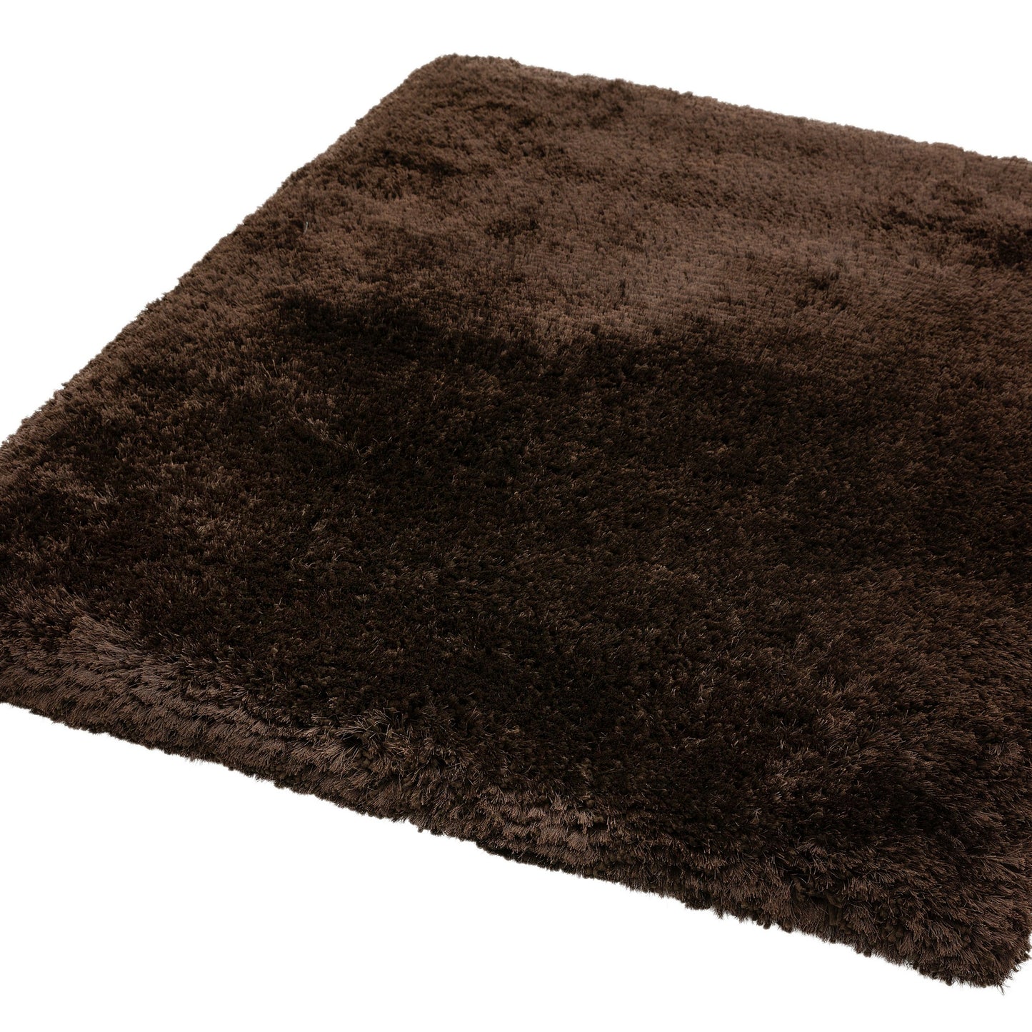 Plush Plain Modern Shaggy Rugs in Dark Chocolate Brown
