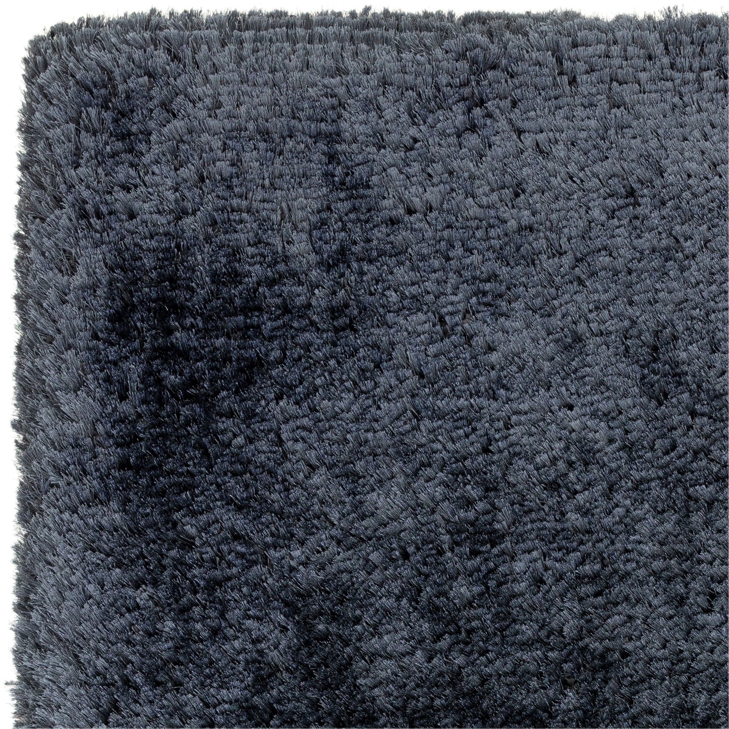 Plush Plain Modern Shaggy Rugs in Navy Blue
