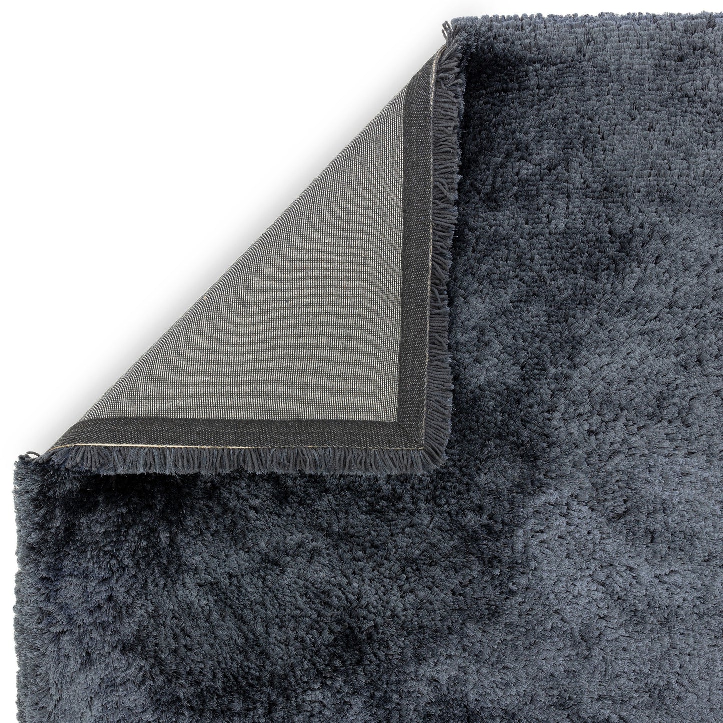 Plush Plain Modern Shaggy Rugs in Navy Blue