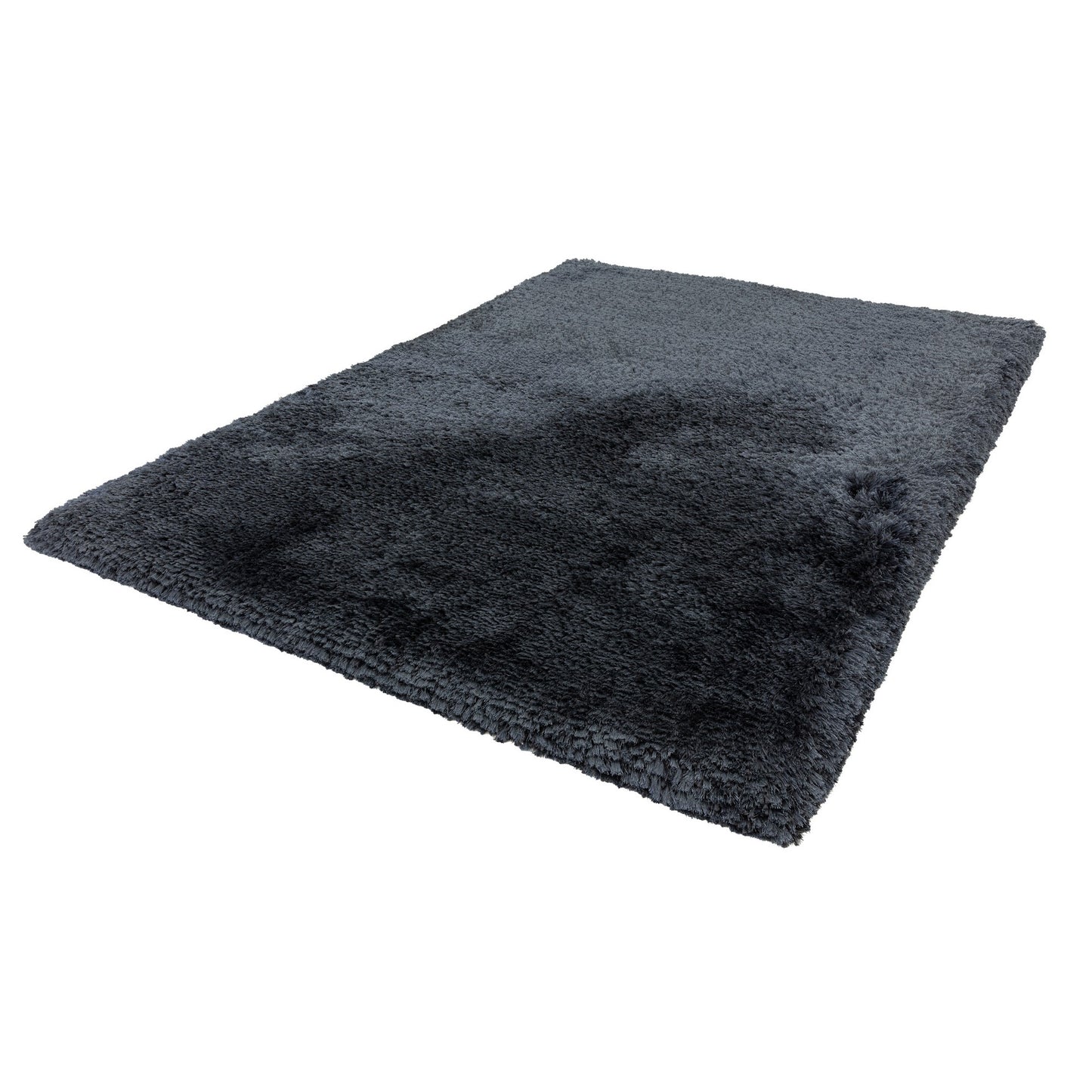 Plush Plain Modern Shaggy Rugs in Navy Blue