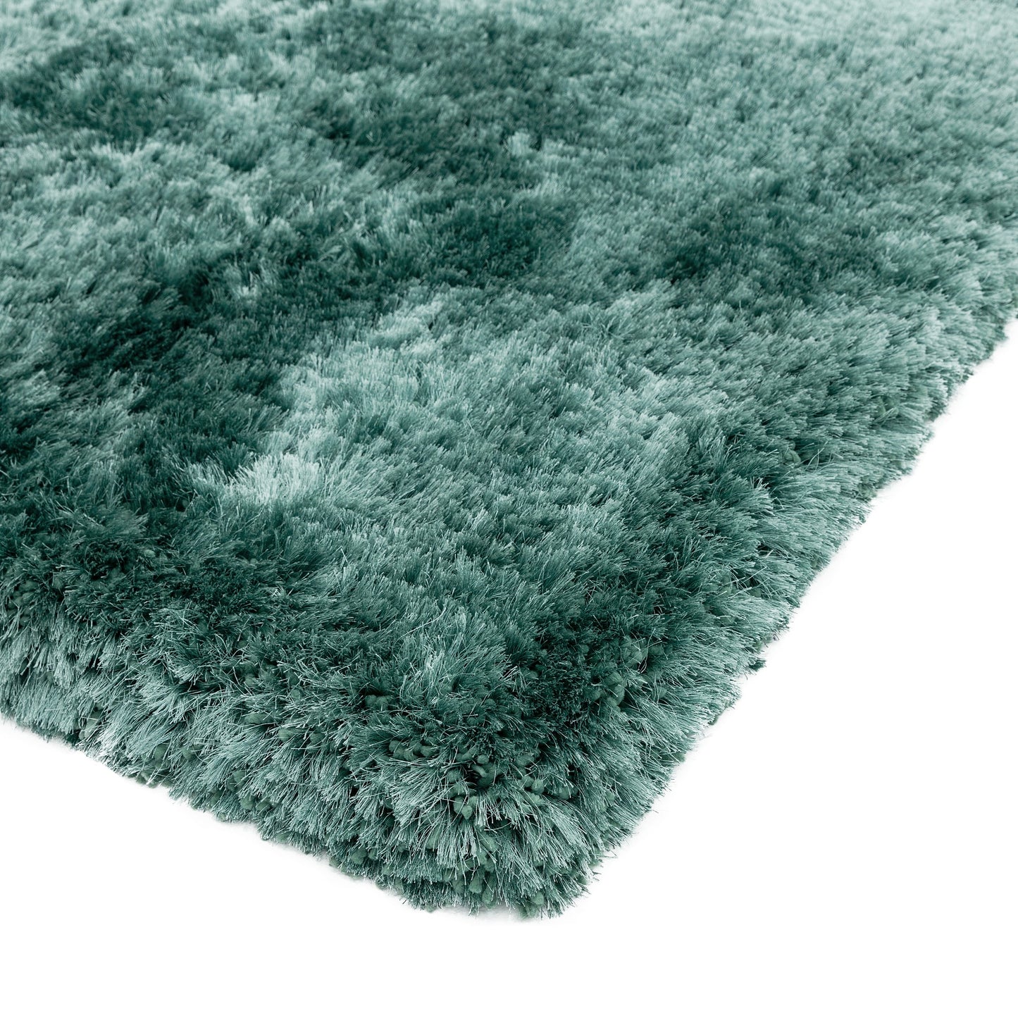 Plush Plain Modern Shaggy Rugs in Ocean