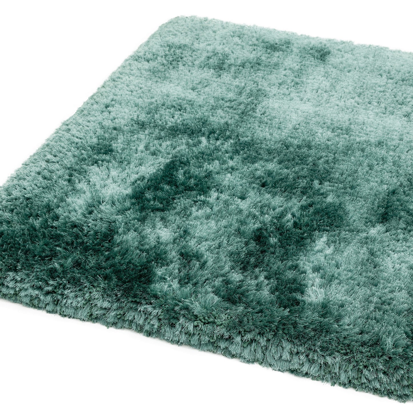 Plush Plain Modern Shaggy Rugs in Ocean