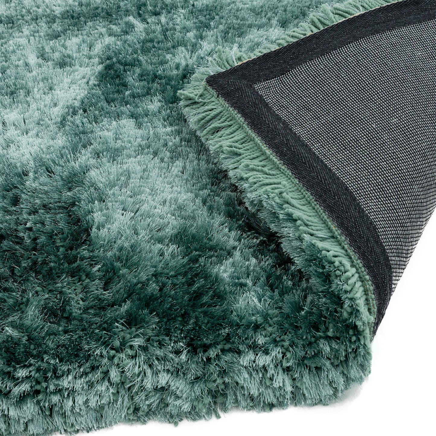 Plush Plain Modern Shaggy Rugs in Ocean