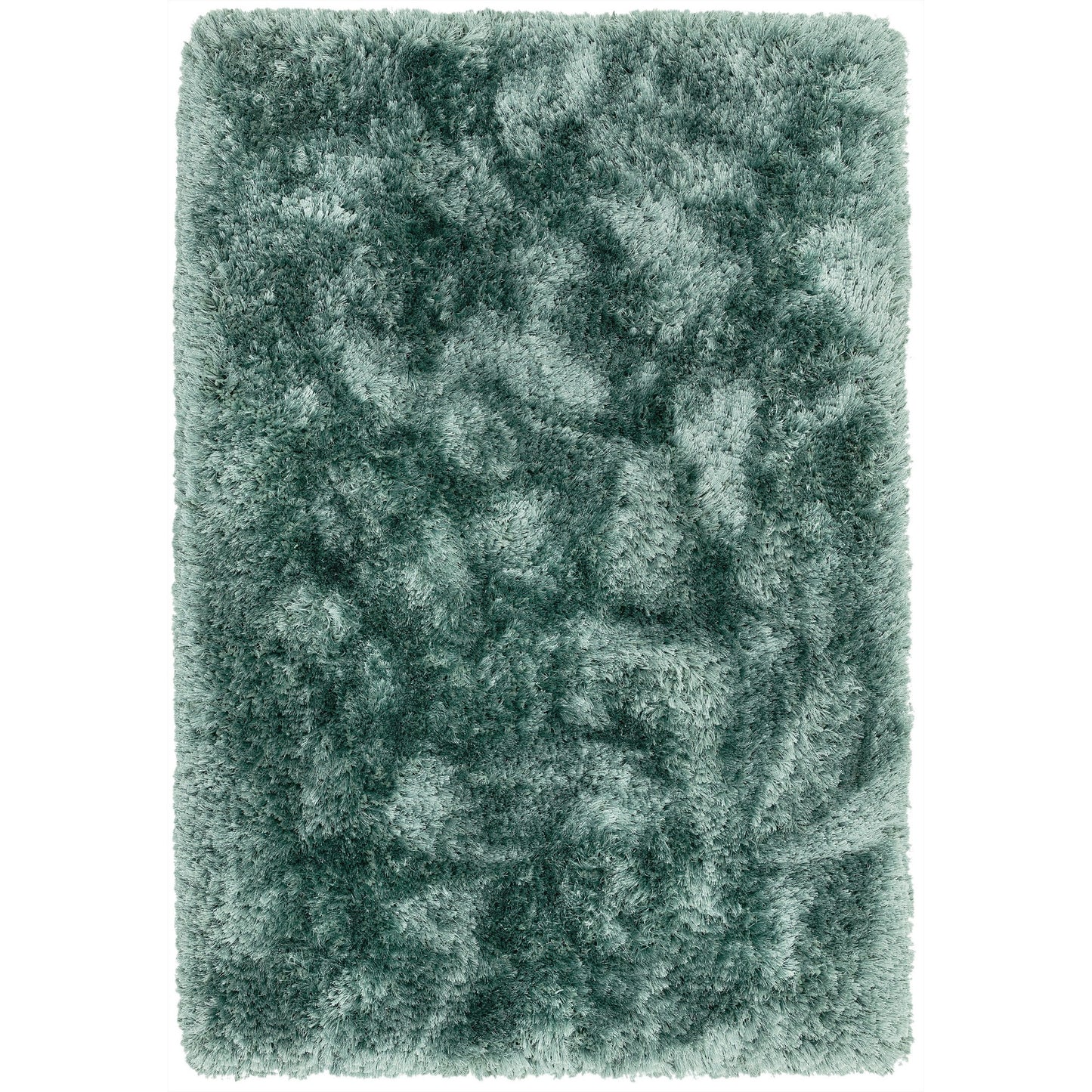 Plush Plain Modern Shaggy Rugs in Ocean