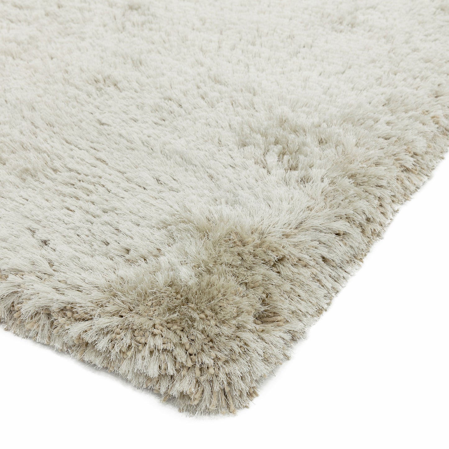 Plush Plain Modern Shaggy Rugs in Pearl