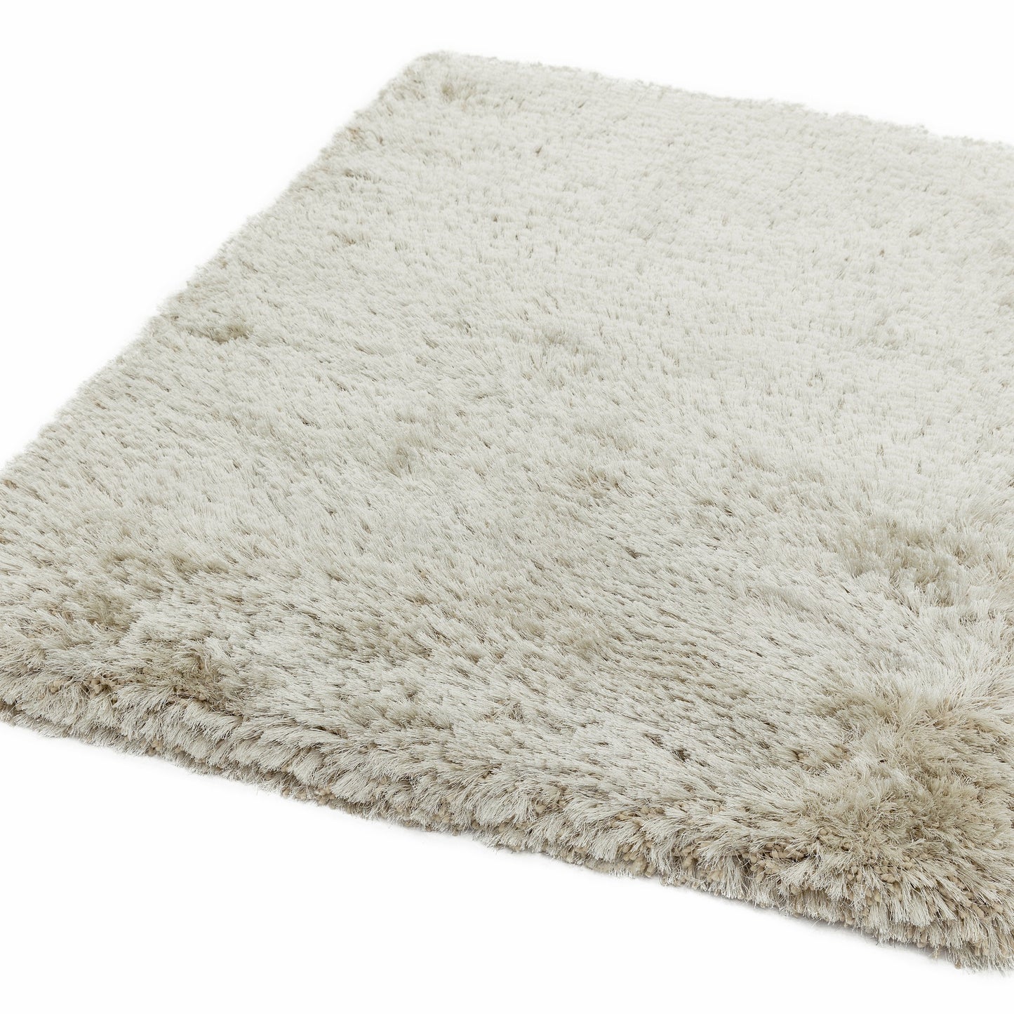 Plush Plain Modern Shaggy Rugs in Pearl