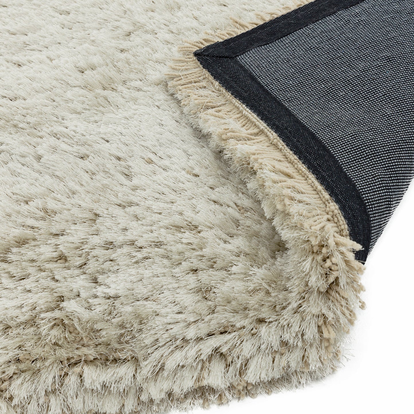 Plush Plain Modern Shaggy Rugs in Pearl