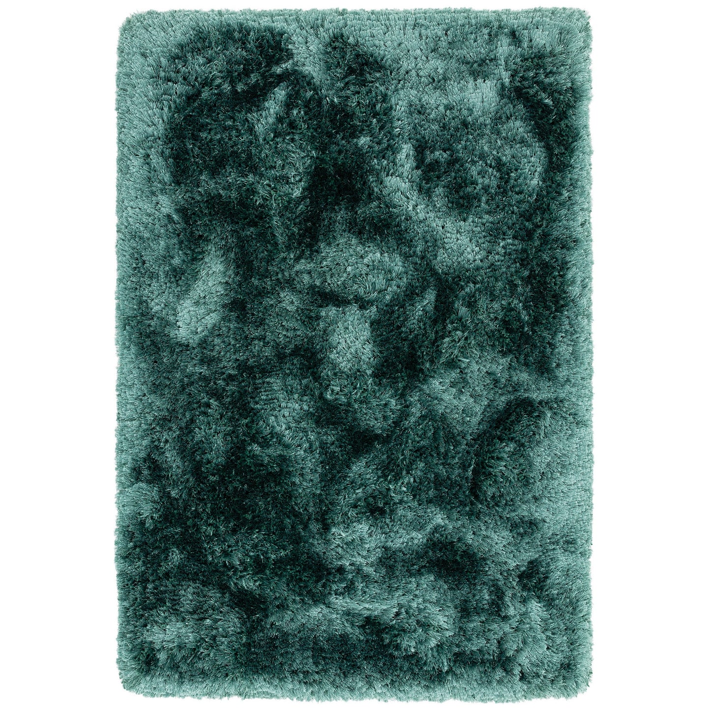 Plush Plain Modern Shaggy Rugs in Petrol