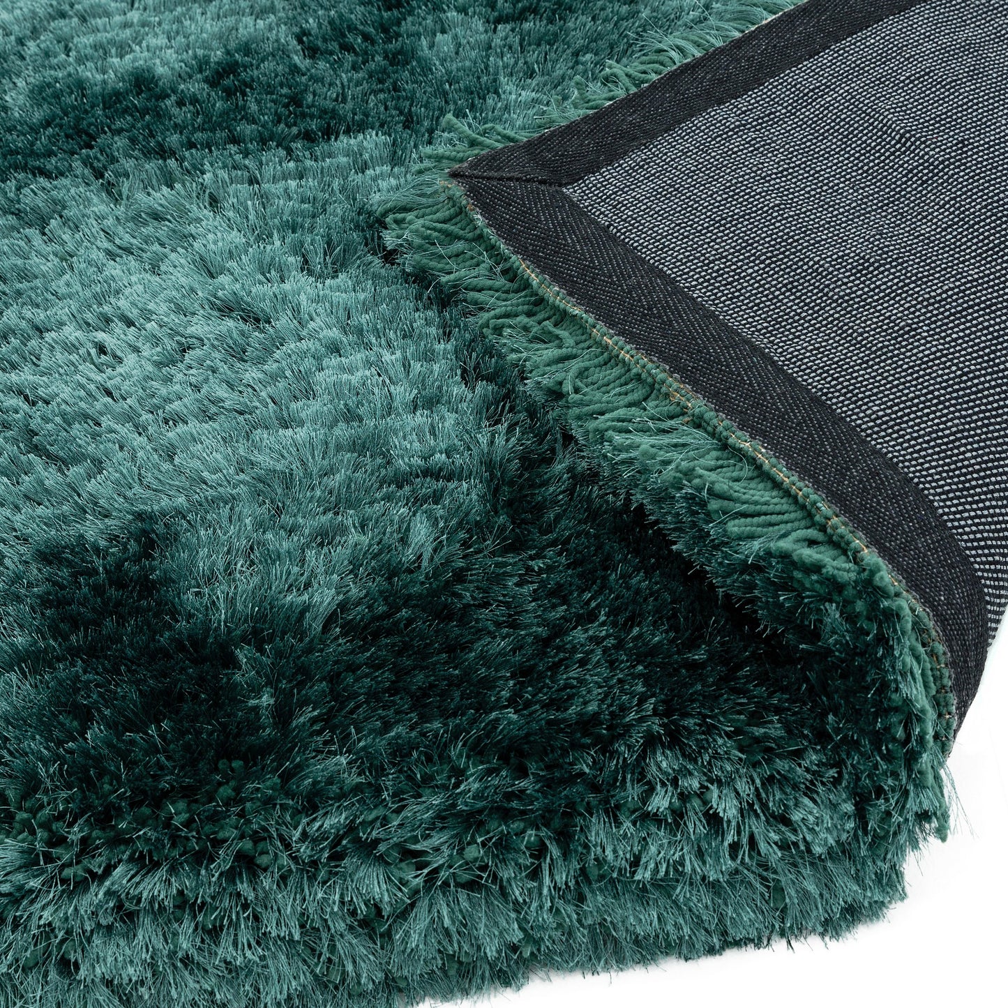 Plush Plain Modern Shaggy Rugs in Petrol