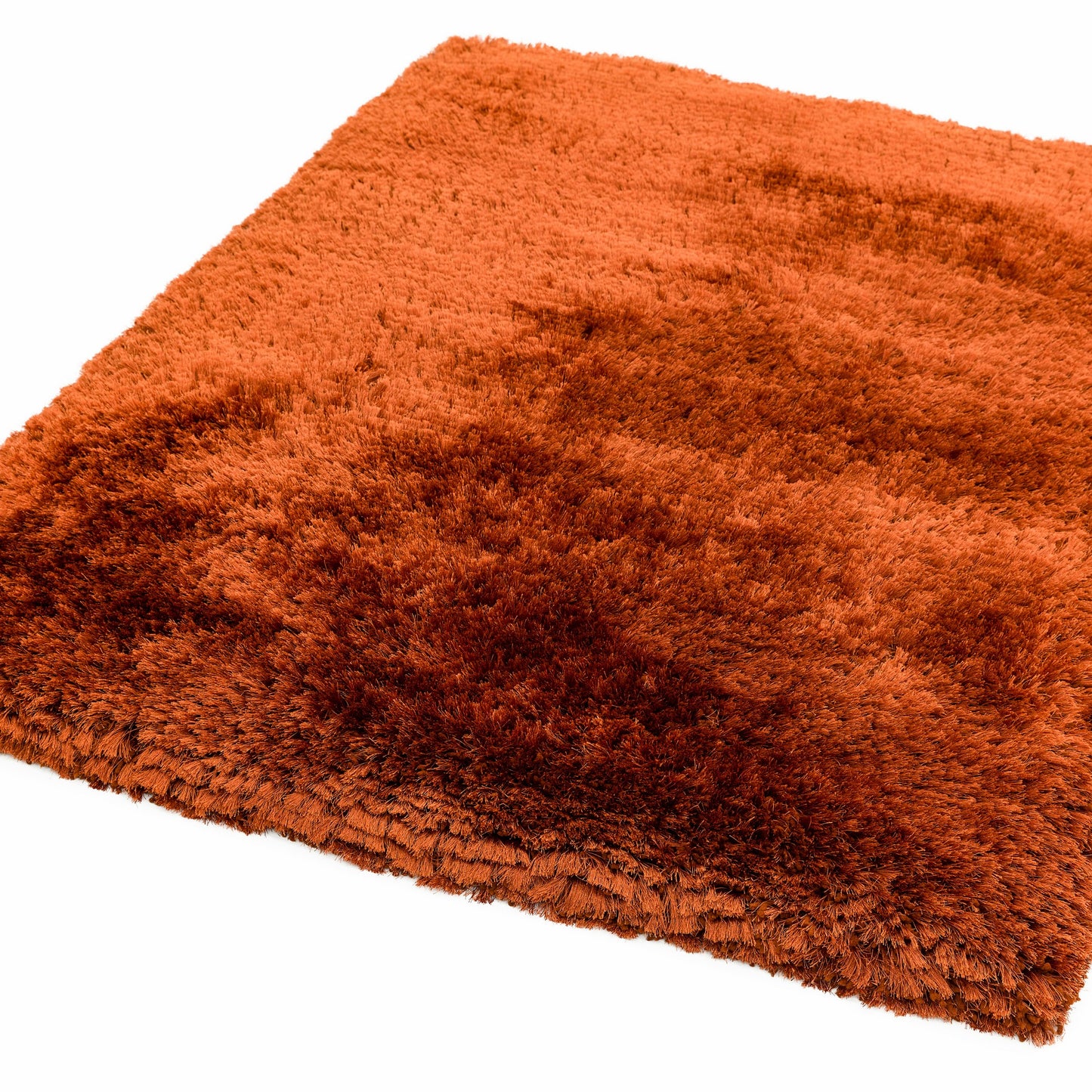 Plush Plain Modern Shaggy Rugs in Rust
