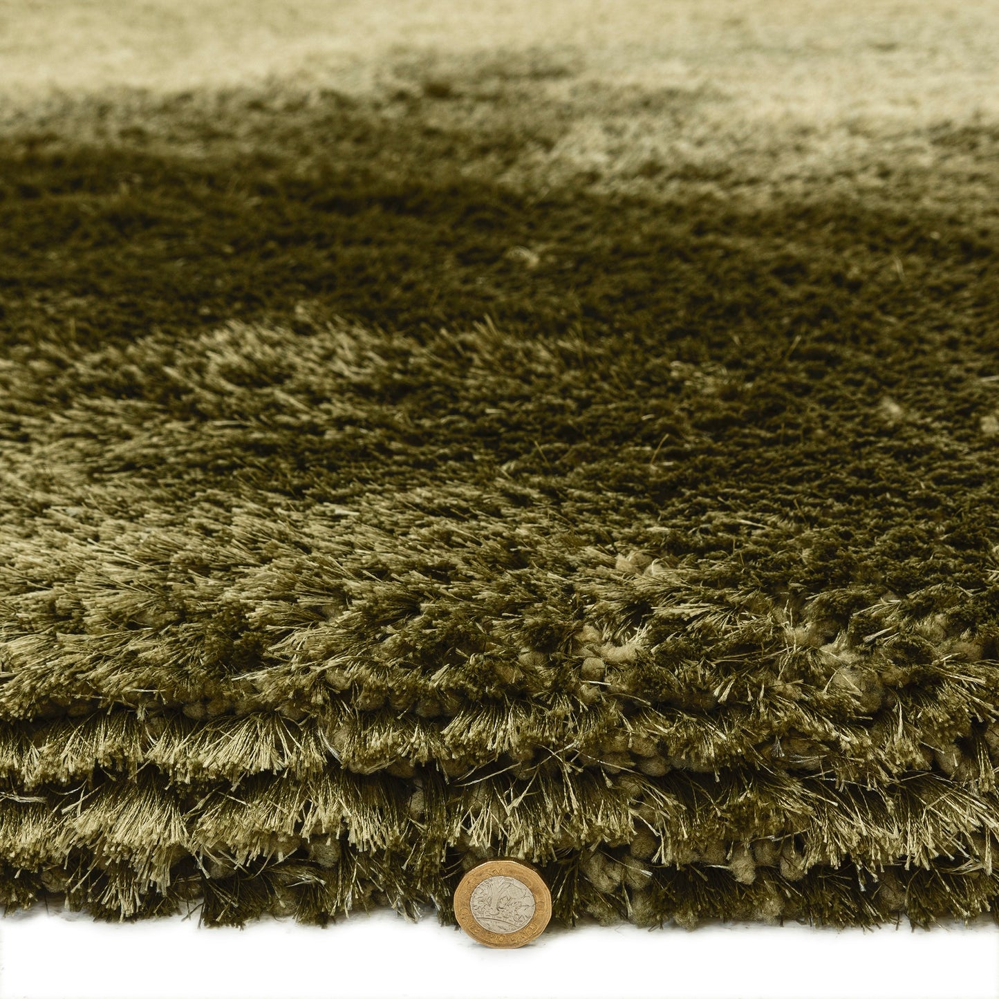 Plush Plain Modern Shaggy Rugs in Sage Green