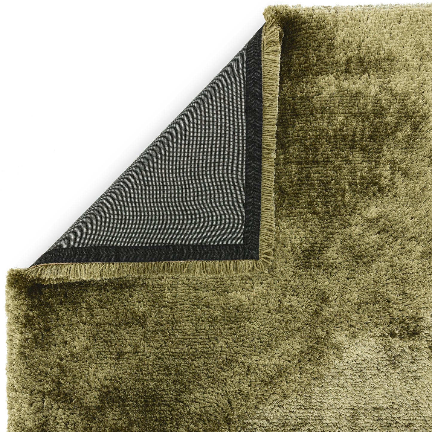 Plush Plain Modern Shaggy Rugs in Sage Green