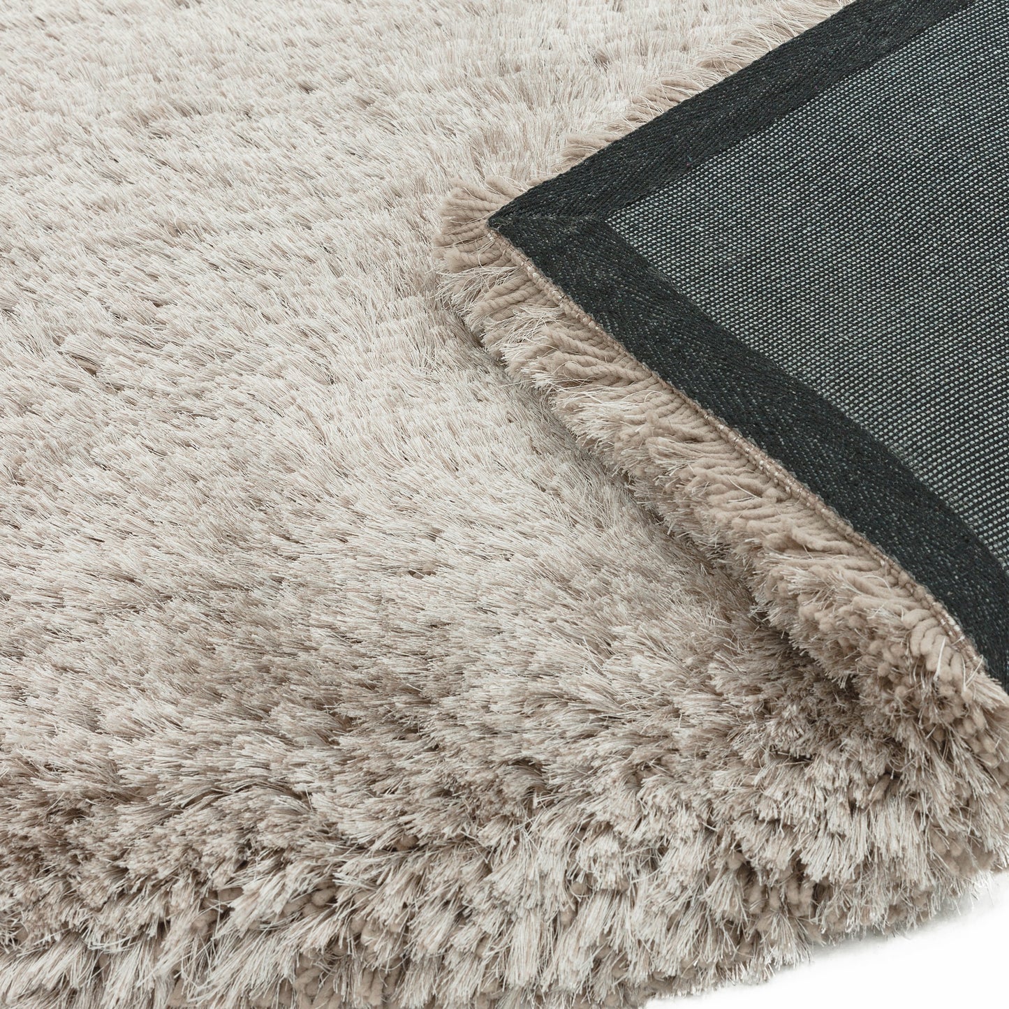 Plush Plain Modern Shaggy Rugs in Sand