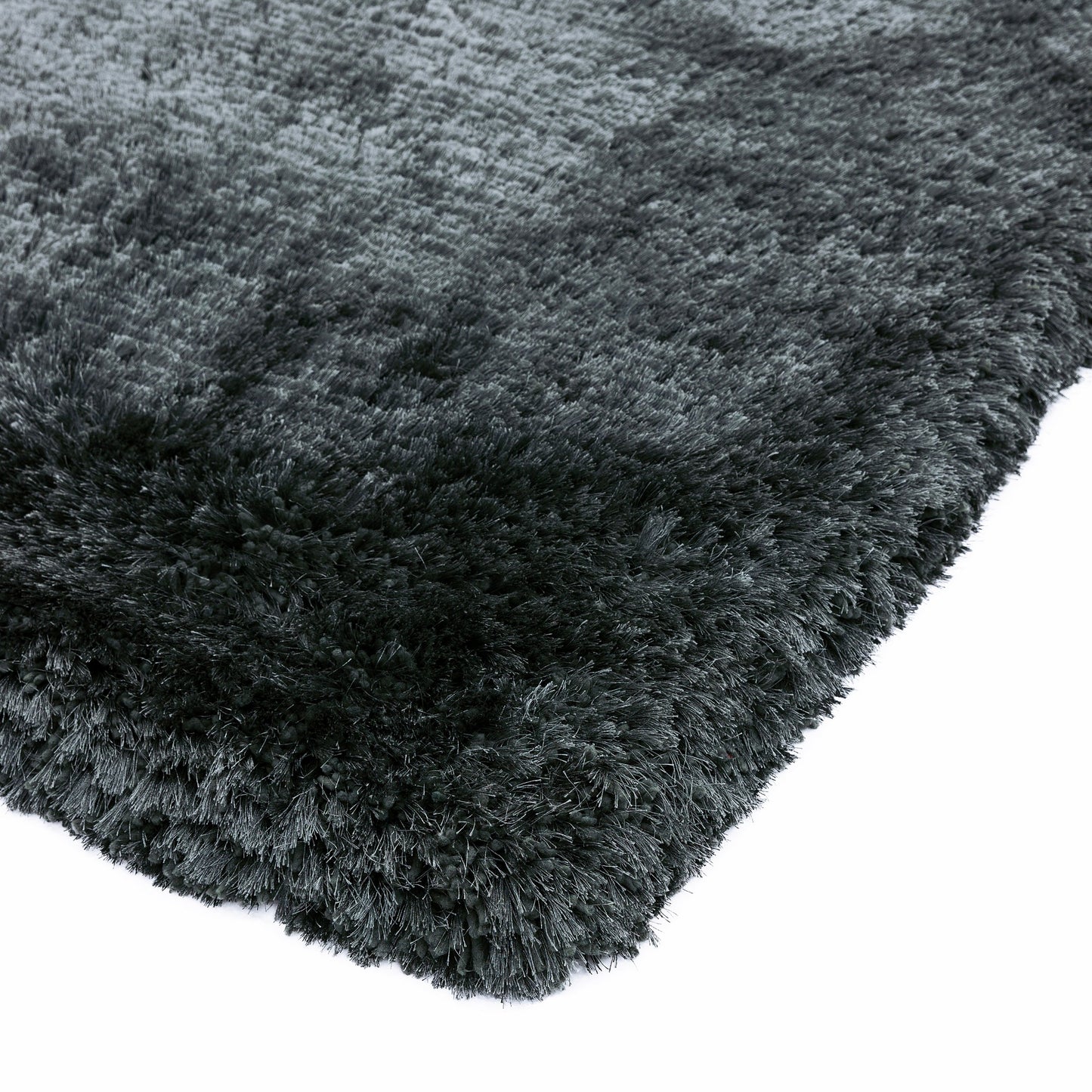 Plush Plain Modern Shaggy Rugs in Slate