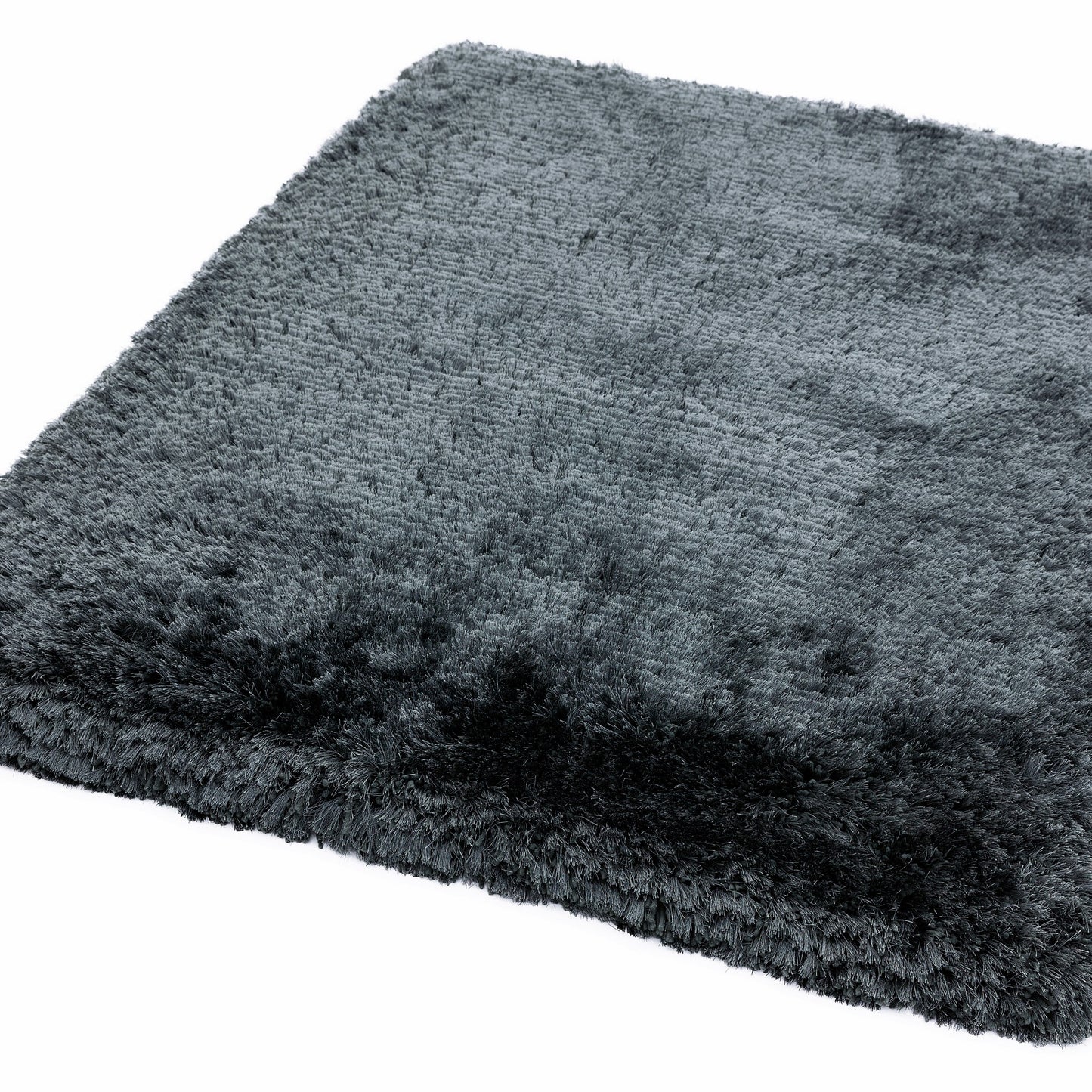Plush Plain Modern Shaggy Rugs in Slate