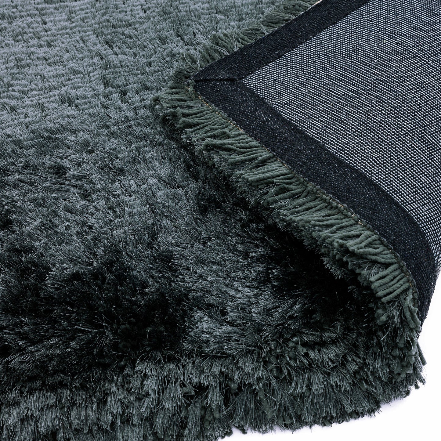 Plush Plain Modern Shaggy Rugs in Slate