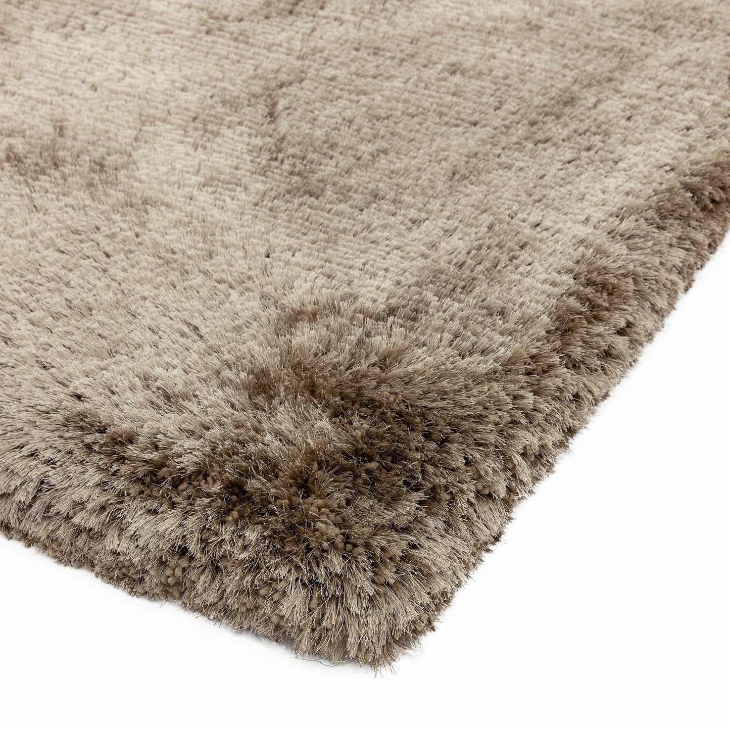 Plush Plain Modern Shaggy Rugs in Taupe