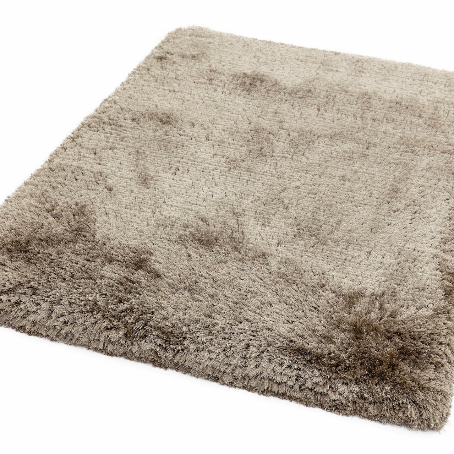 Plush Plain Modern Shaggy Rugs in Taupe