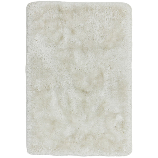 Plush Plain Modern Shaggy Rugs in White