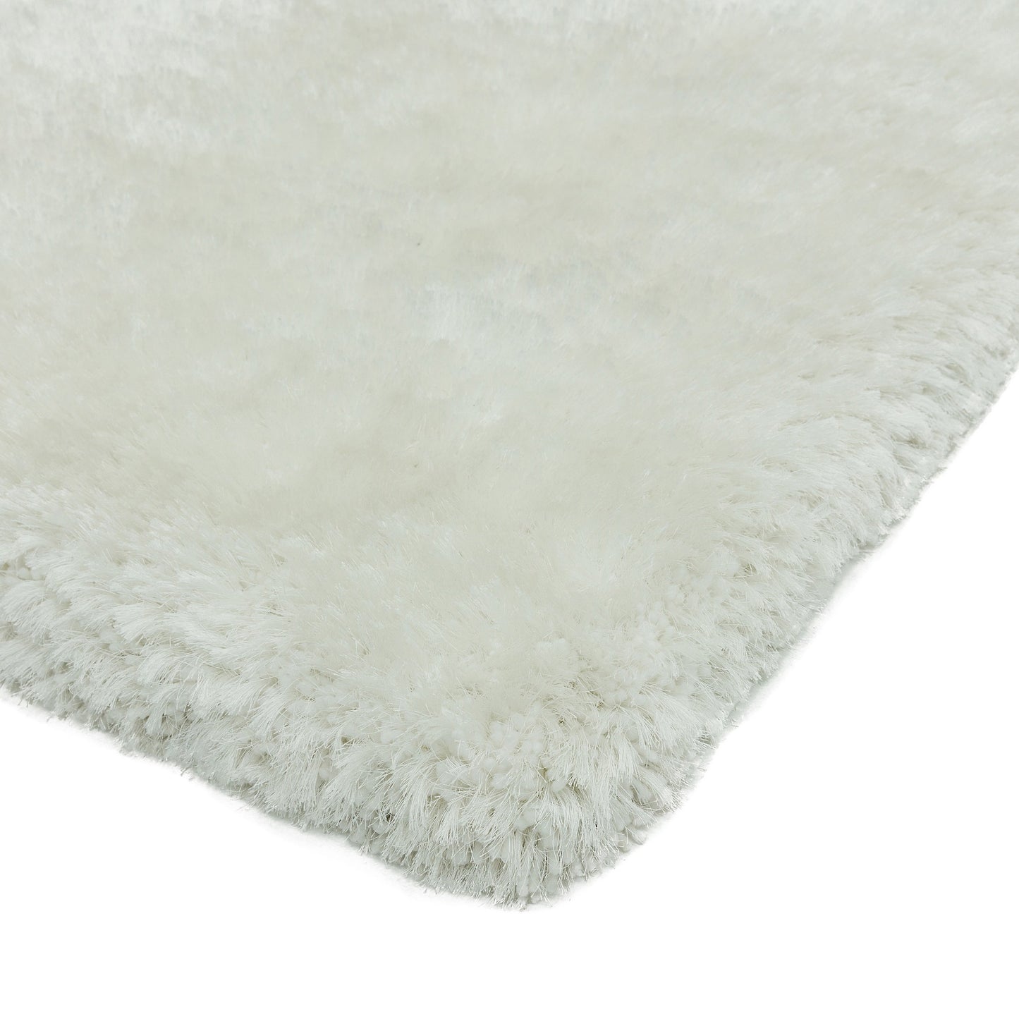 Plush Plain Modern Shaggy Rugs in White