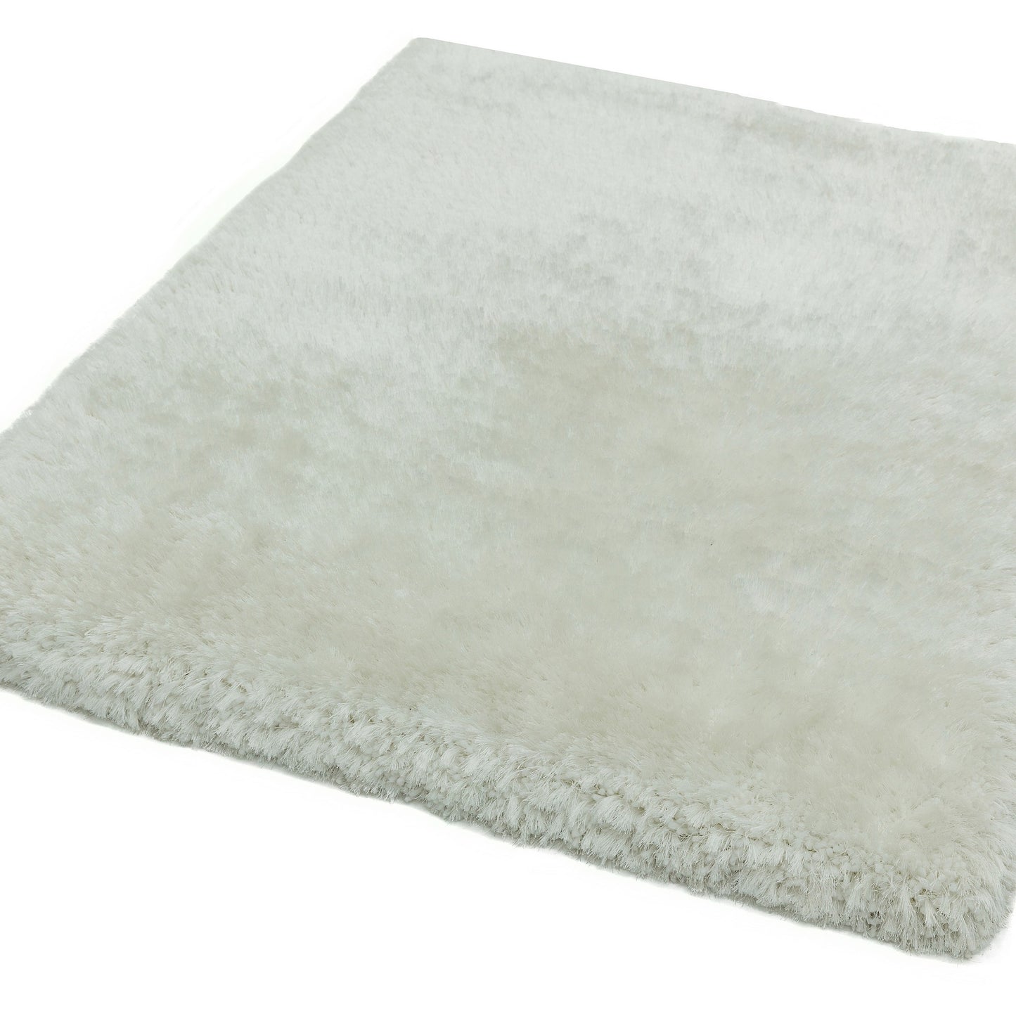 Plush Plain Modern Shaggy Rugs in White