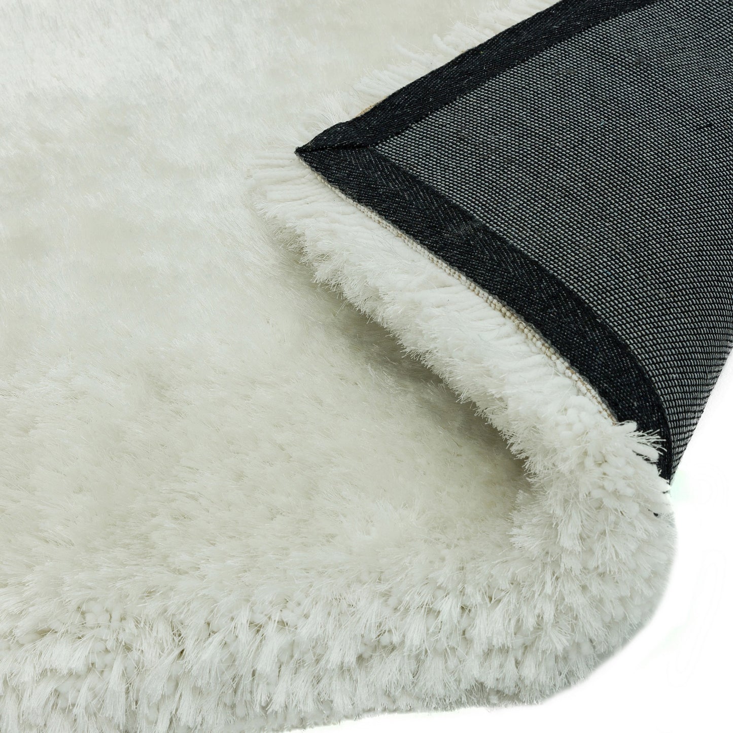 Plush Plain Modern Shaggy Rugs in White