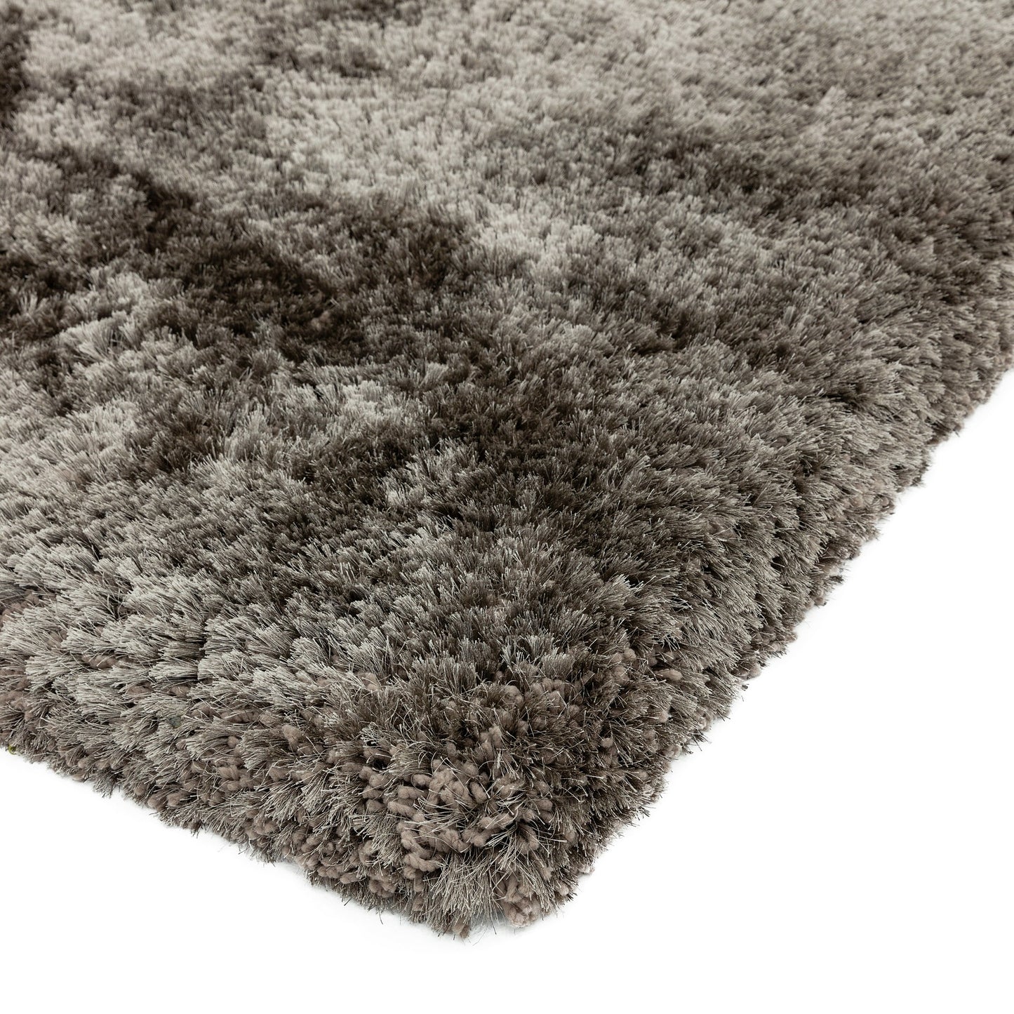 Plush Plain Modern Shaggy Rugs in Zinc