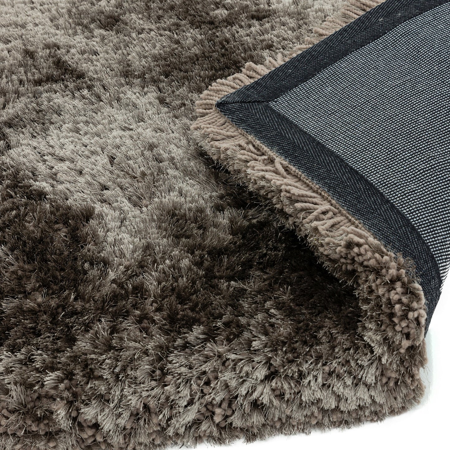Plush Plain Modern Shaggy Rugs in Zinc