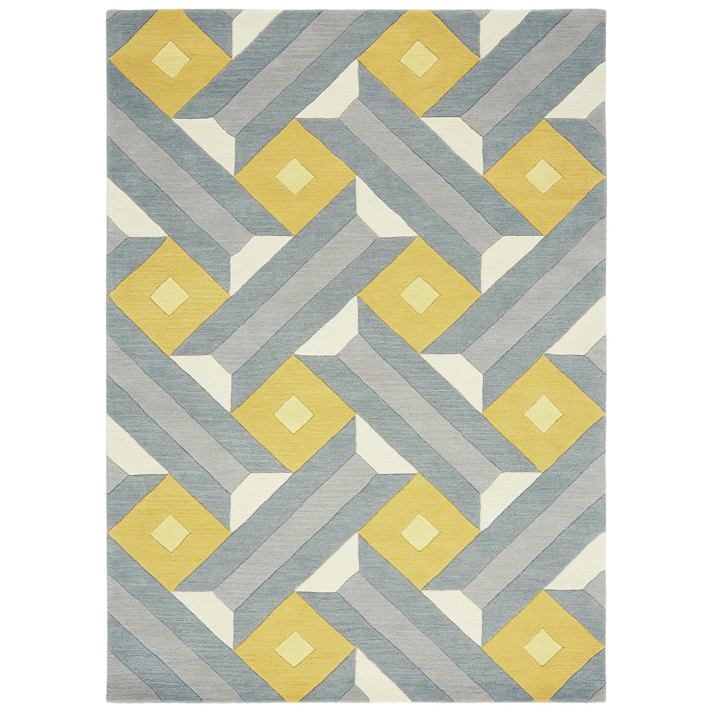 Reef Motif Wool Tufted Rugs RF01 in Ochre and Grey