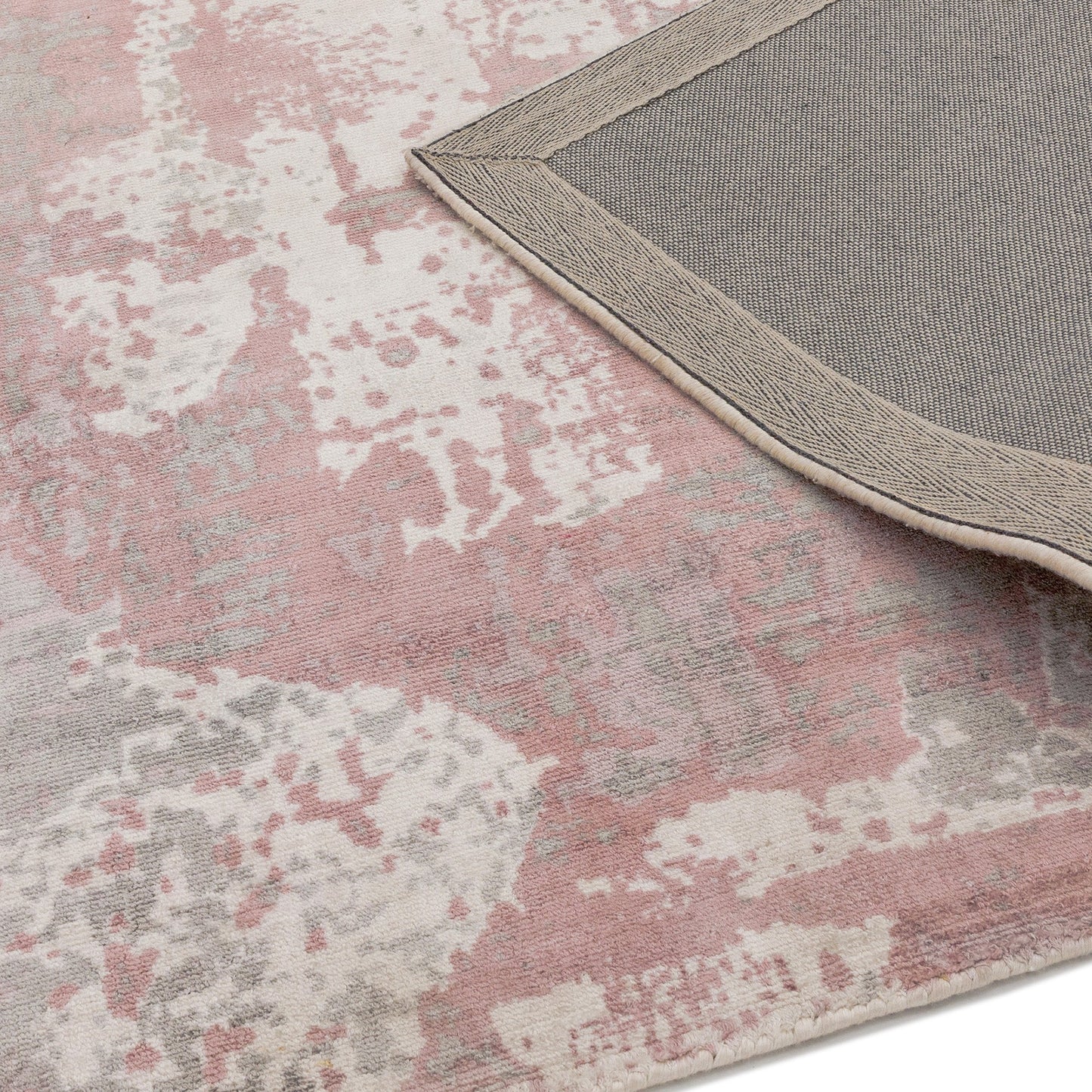 Gatsby Modern Abstract Metallic Viscose Rugs in Blush Pink