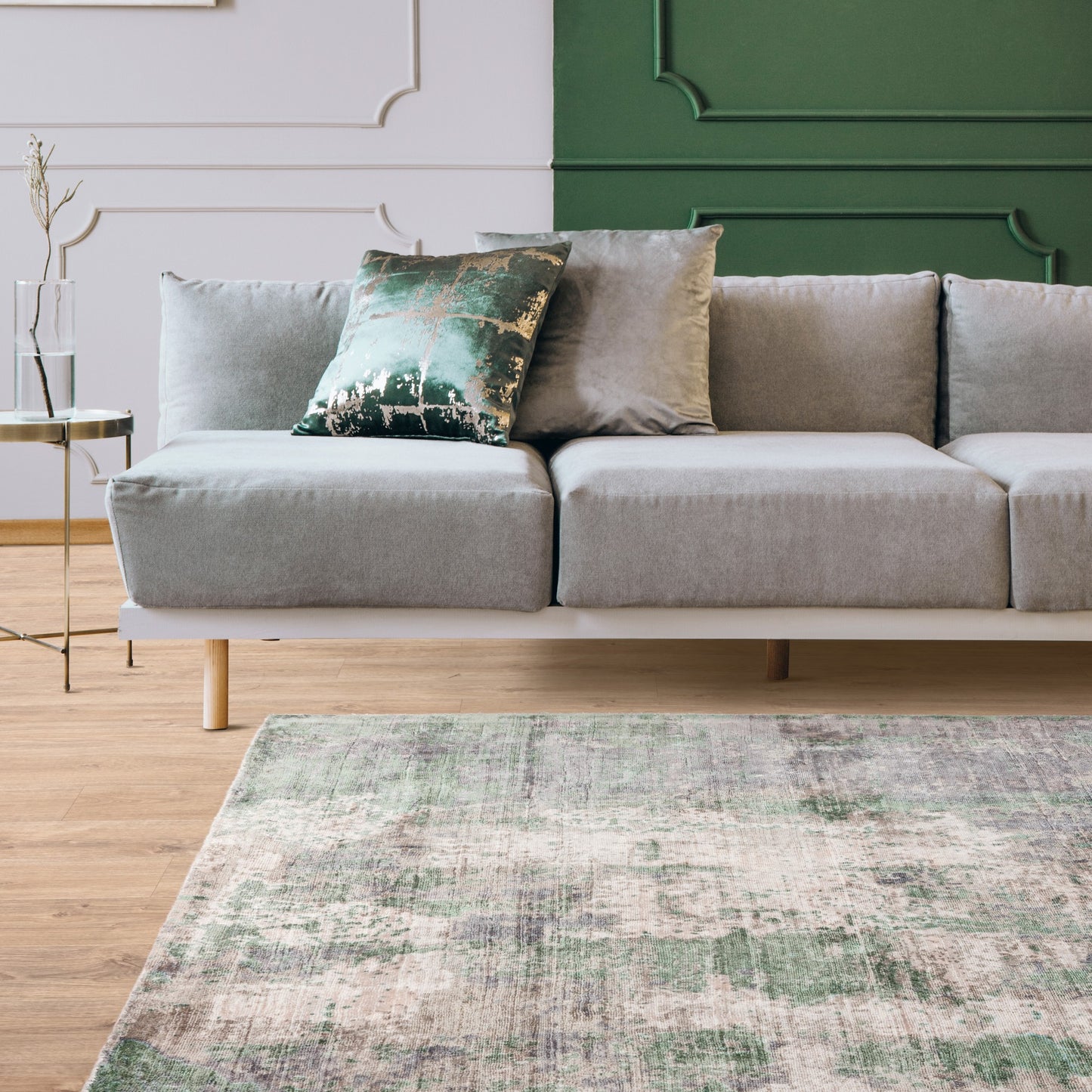 Gatsby Modern Abstract Metallic Viscose Rugs in Green