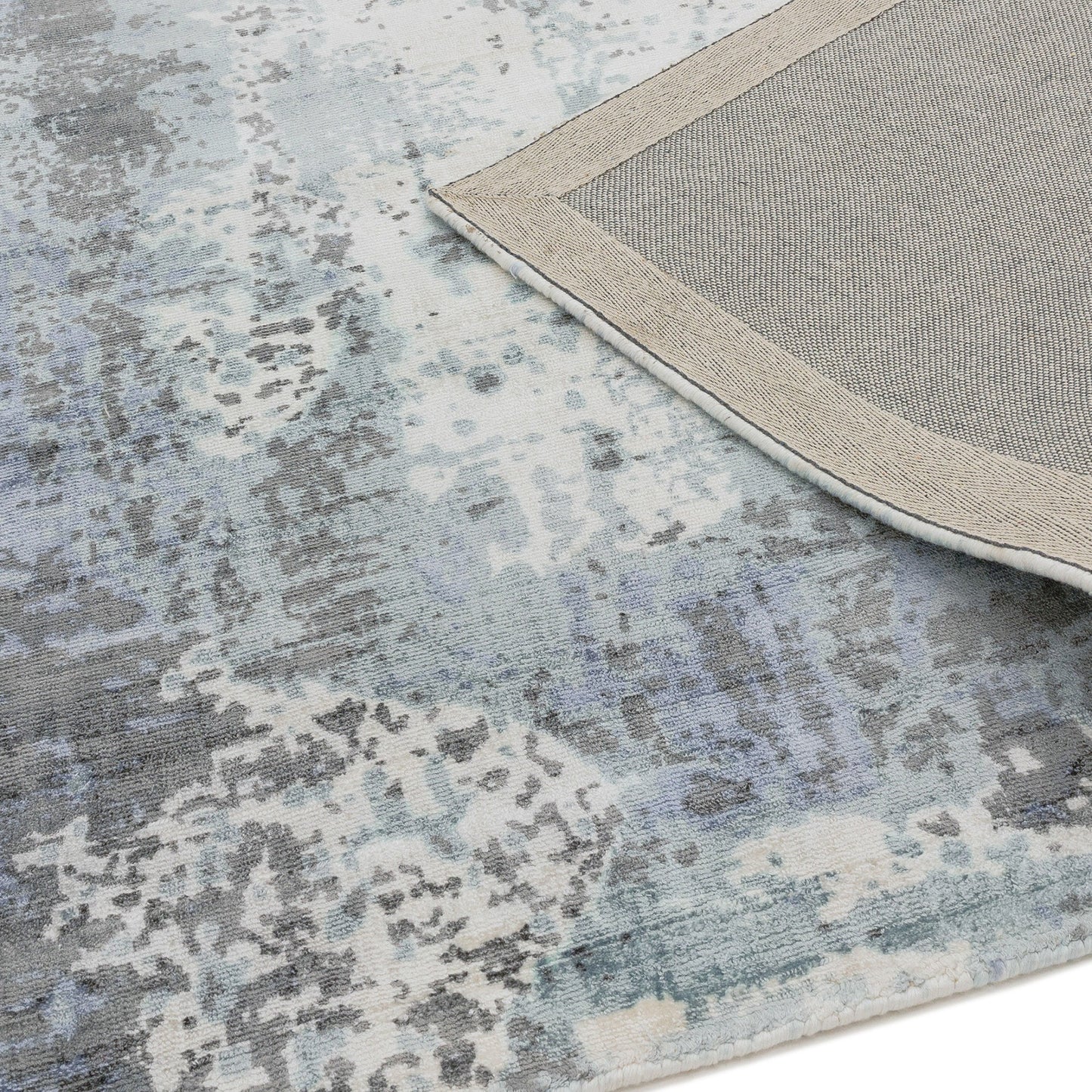 Gatsby Modern Abstract Metallic Viscose Rugs in Navy Blue