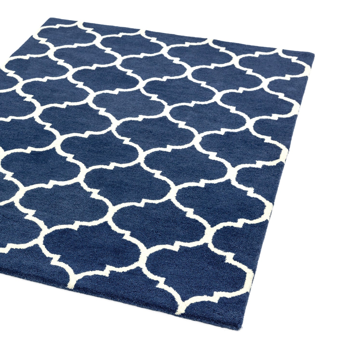 Albany Ogee Modern Arabesque Wool Rugs in Blue