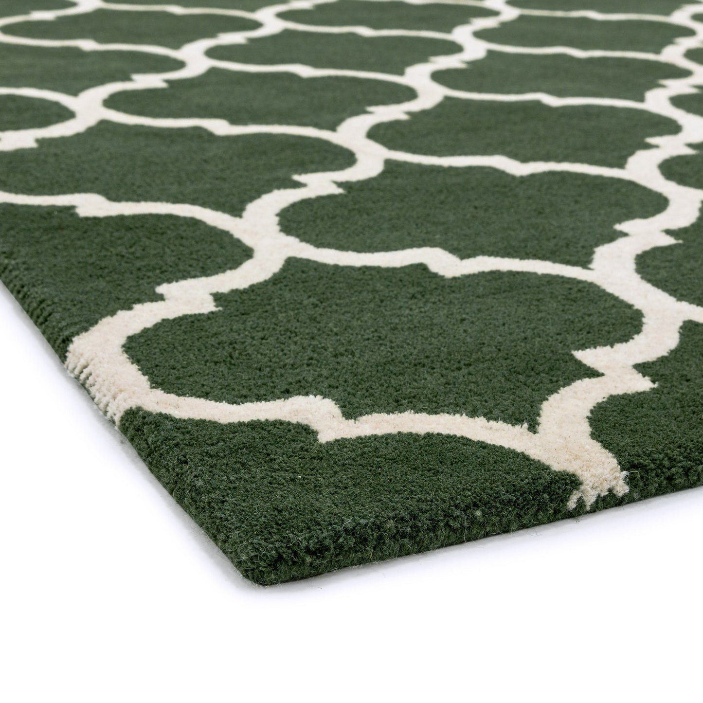 Albany Ogee Modern Arabesque Wool Rugs in Green