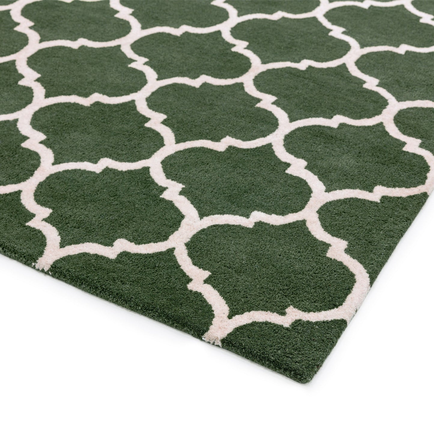Albany Ogee Modern Arabesque Wool Rugs in Green