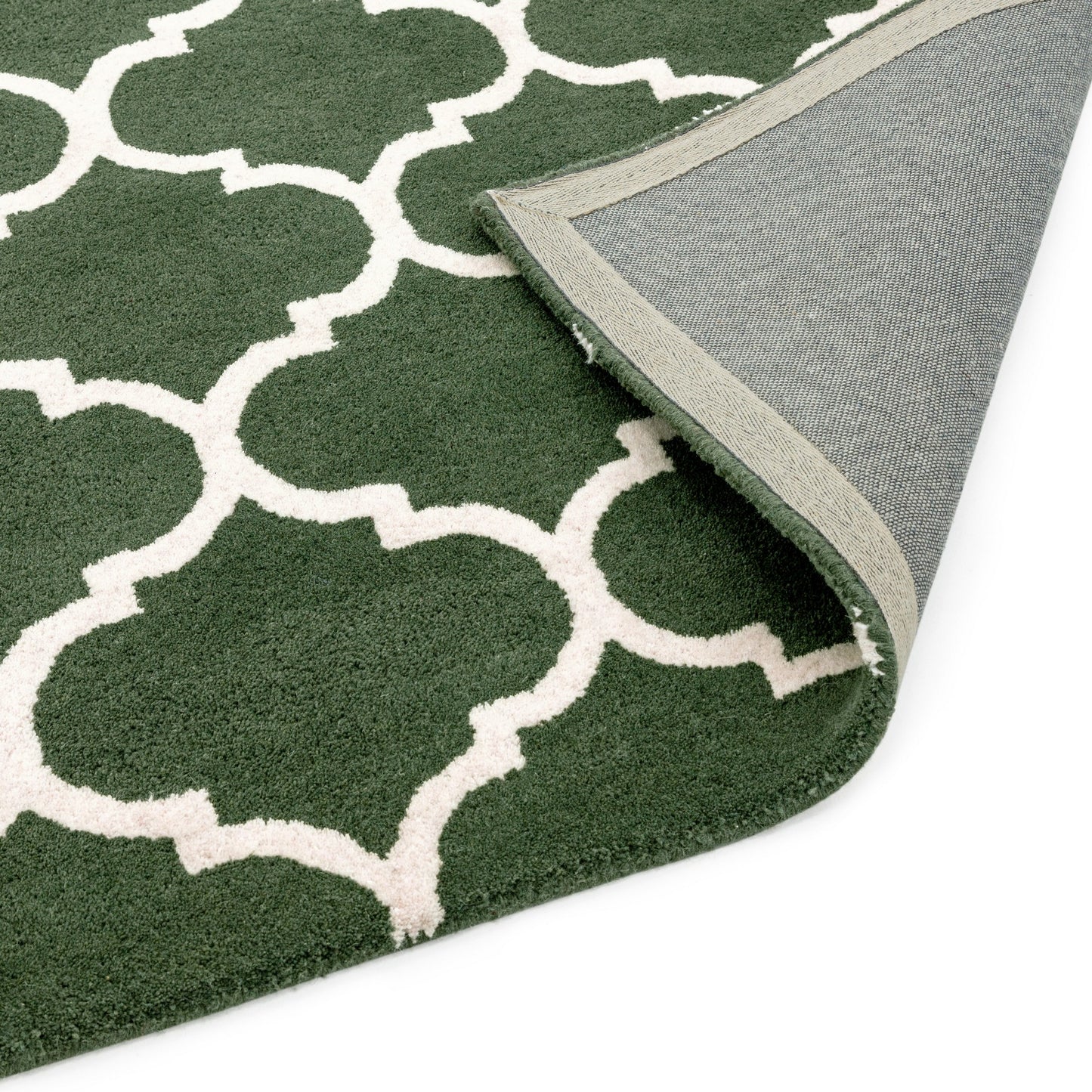 Albany Ogee Modern Arabesque Wool Rugs in Green
