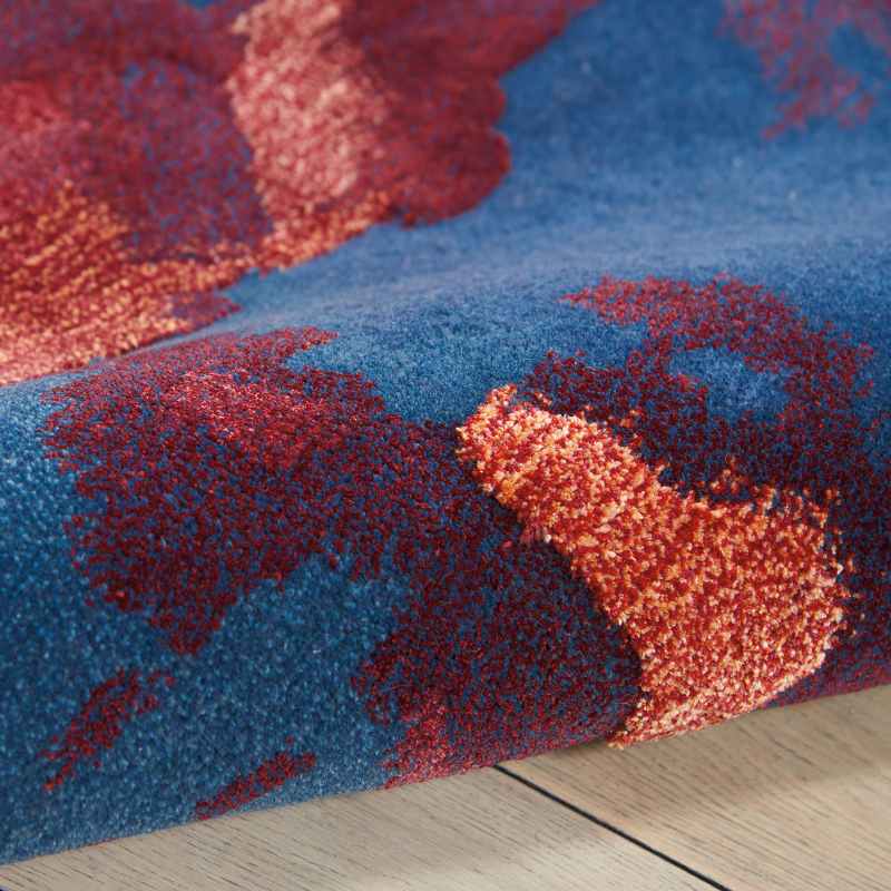 Prismatic Modern Abstract Rugs in PRS13 Blue Flame Red by Nourison