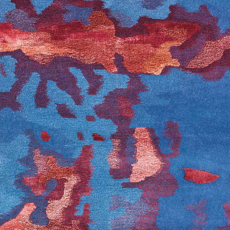 Prismatic Modern Abstract Rugs in PRS13 Blue Flame Red by Nourison