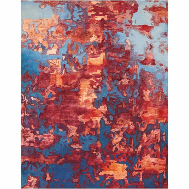 Prismatic Modern Abstract Rugs in PRS13 Blue Flame Red by Nourison